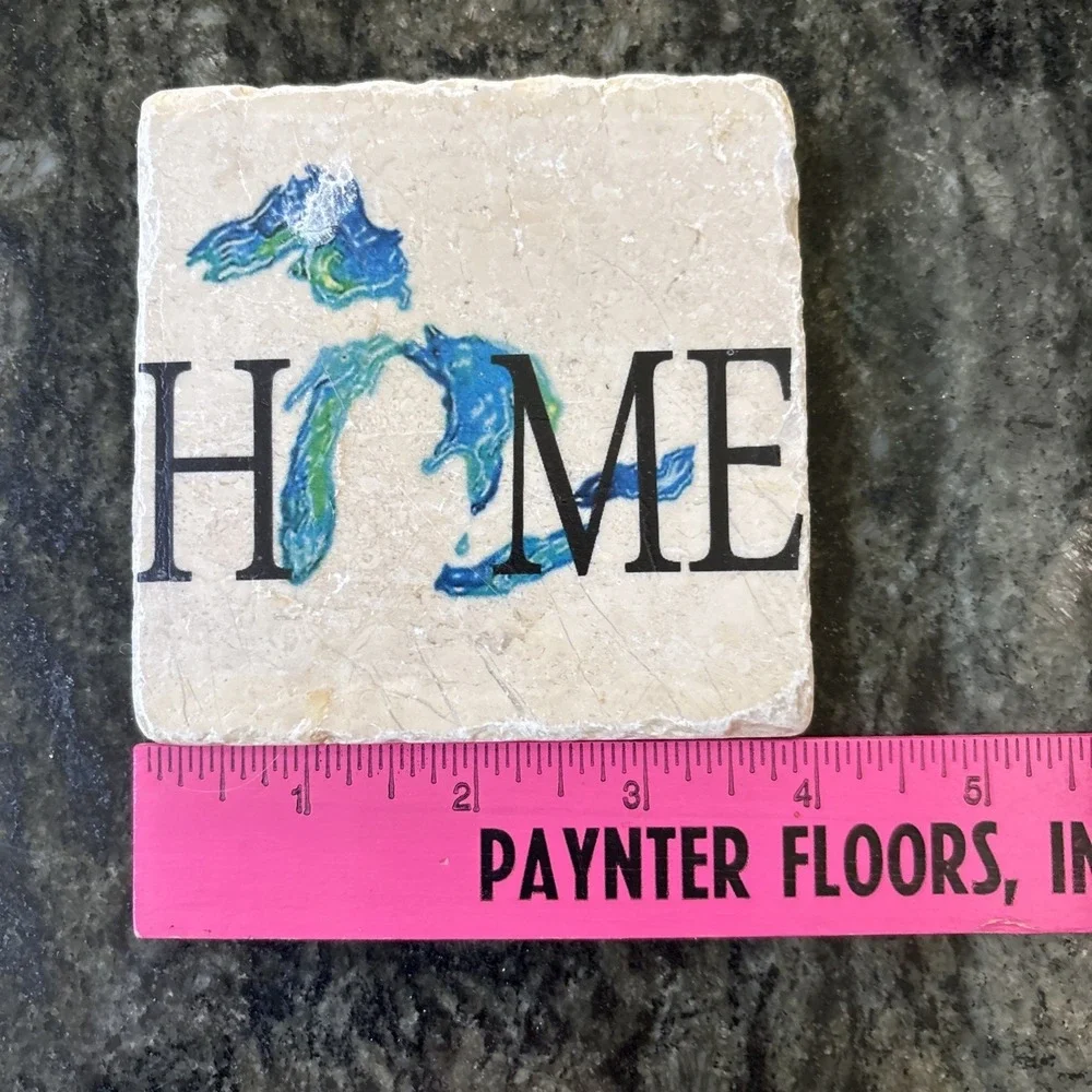 (4) Michigan Natural‎ Stone Coasters The Lakes Are Calling Cork Backing 4